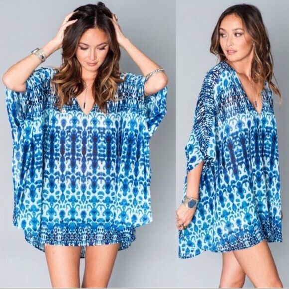 Show Me Your MuMu PETA Sheer Blue Tunic Coverup Top XS - Picture 1 of 3